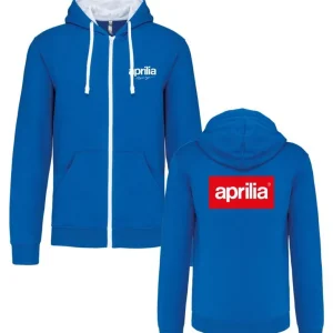 Cenový Hit Pánská mikina na zip s kapucí a motivem Aprilia - Modrá