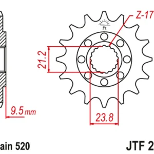 Cenová Bomba Řetězové kolečko JT JTF 284-14 14 zubů, 520