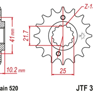 Bezpečná Platba Řetězové kolečko JT JTF 308-14 14 zubů, 520