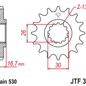 Cenová Bomba Řetězové kolečko JT JTF 333-16 16 zubů, 530