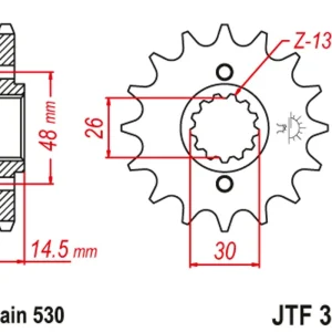 Autentický Řetězové kolečko JT JTF 339-16 16 zubů, 530