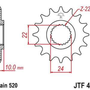 Akční Nabídka Řetězové kolečko JT JTF 402-16 16 zubů, 520