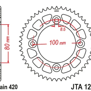 Autentický Hliníková řetězová rozeta JT JTA 1214-38BLK 38 zubů, 420 černá
