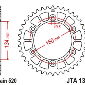 Akční Cena Hliníková řetězová rozeta JT JTA 1308-41BLK 41 zubů, 520 černá
