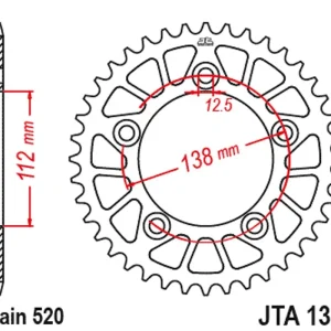 Akční Cena Hliníková řetězová rozeta JT JTA 1316-48BLK 48 zubů, 520 černá