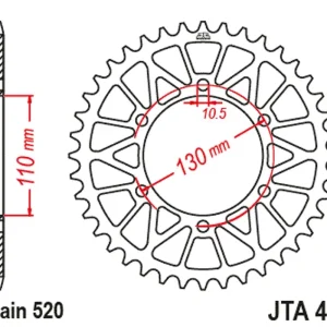 Akce Hliníková řetězová rozeta JT JTA 486-48GLD 48 zubů, 520 zlatá