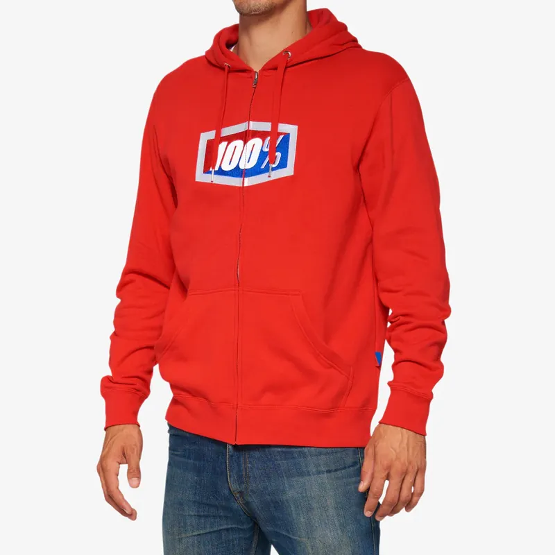 100 PROCENT BLUZA NA ZAMEK OFFICIAL ZIP HOODIE FLEECE RED KOLOR CZERWONY ROZMIAR XL Super Cena