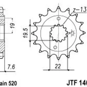 Vysoce Kvalitní Řetězové kolečko JT JTF 1401-16 16 zubů, 520
