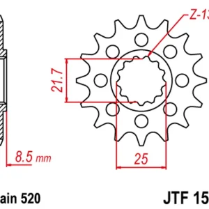 Aktuální Řetězové kolečko JT JTF 1516-15 15 zubů, 520