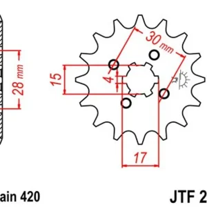 Akční Nabídka Řetězové kolečko JT JTF 253-18 18 zubů, 420