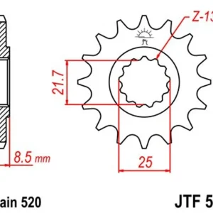 Časově Omezené Řetězové kolečko JT JTF 578-17 17 zubů, 520